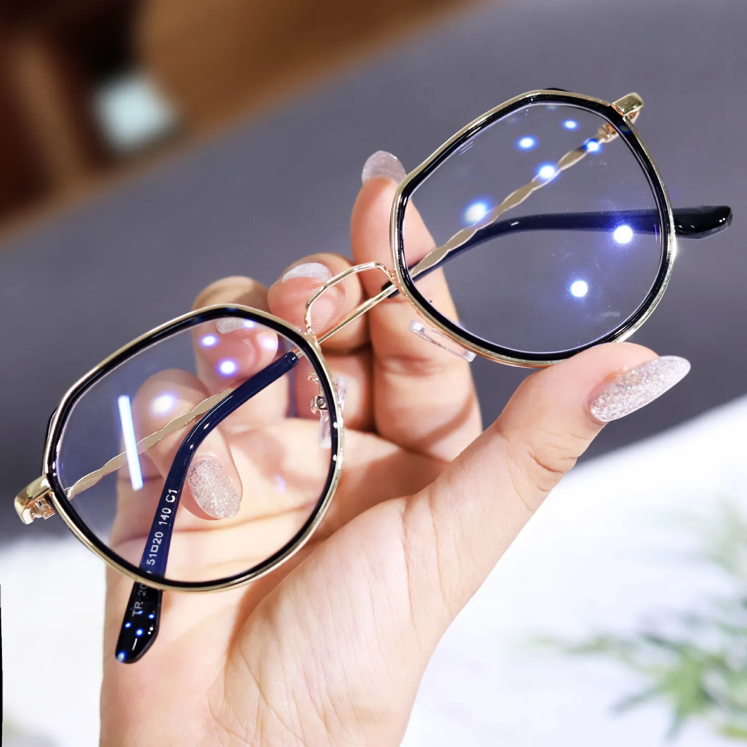 Metal Frame Flat Mirror Net Red New Anti-blue Glasses