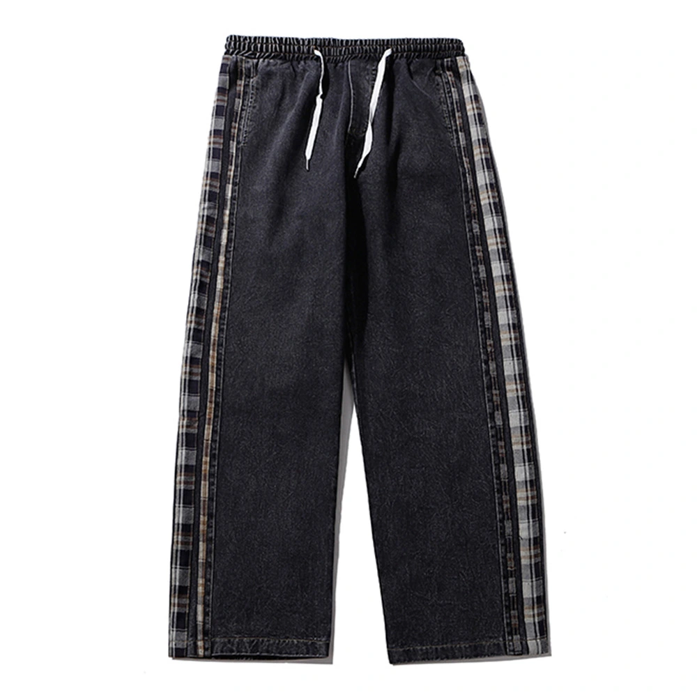 Side Striped Jeans Men's Straight-leg Pants Trendy Trousers