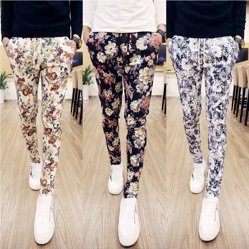 Fashionable And Simple Men's Floral Casual Trousers