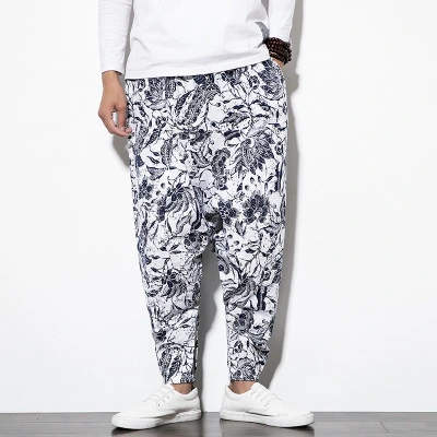 Men's Cotton And Linen Harem Lantern Casual Pants