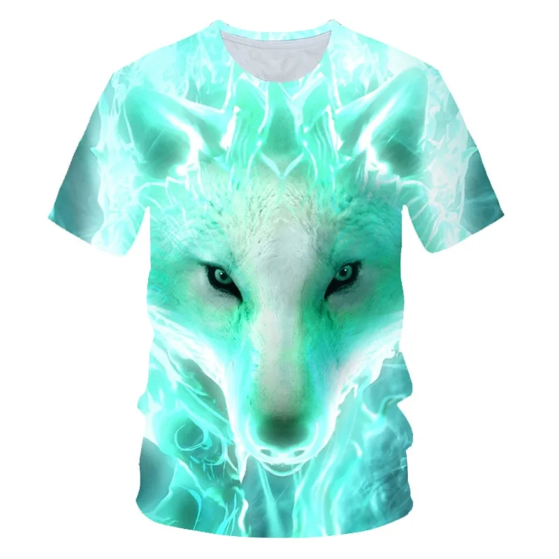 Cool 3D Wolf Digital Printing Casual Top T-Shirt