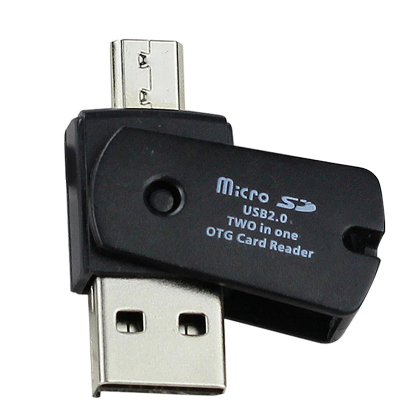 Rotating USB2.0 TF Card Reader 2-in-1 Micro Usb Android Phone OTG Card Reader