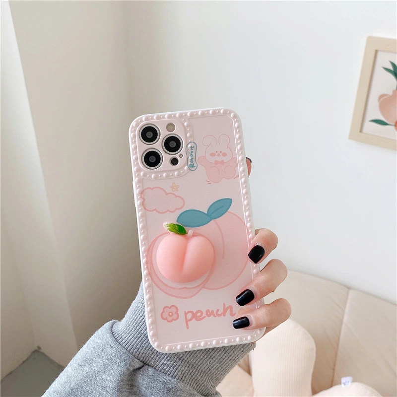 Japanese Three-Dimensional Pinch Powder Peach Apple Xsmax Mobile Phone Case Xr Suitable For IPhone11pro