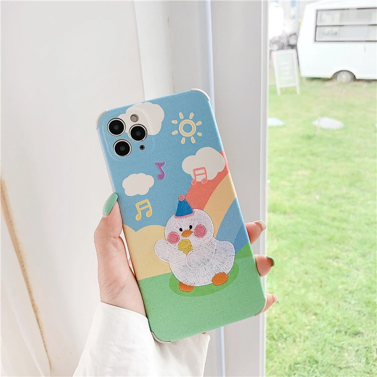 Compatible with Apple, Compatible with Apple , Apple 11Pro Embroidery Rainbow Duck Xr Mobile Phone Case Iphonexs Max All Inclusive 7 8plus Soft Case