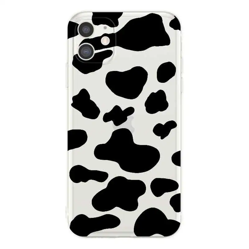 Phone Case Transparent Cow Pattern Soft Protective Cover