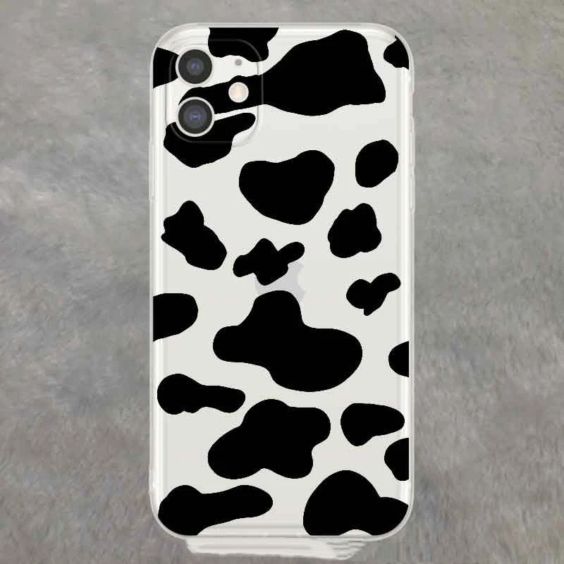 Phone Case Transparent Cow Pattern Soft Protective Cover