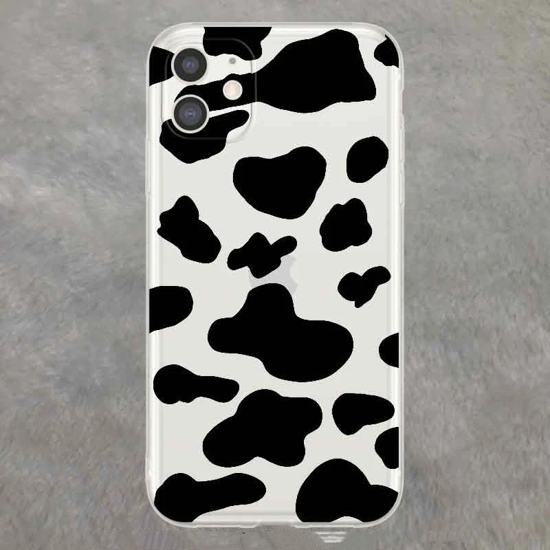 Phone Case Transparent Cow Pattern Soft Protective Cover