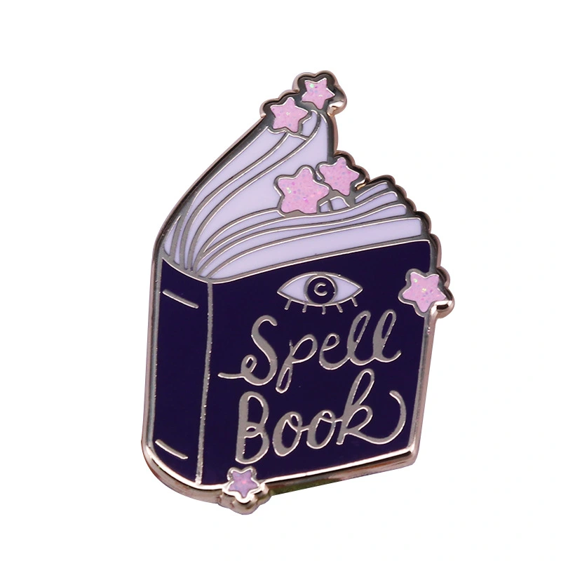 Magic Book Brooch Witchcraft Divination Lovers Badge With  Glitter Star Decoration