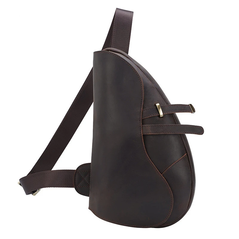 Retro Men's Chest Bag, Saddle Bag, Leather Shoulder Bag, Outdoor Sports Diagonal Bag