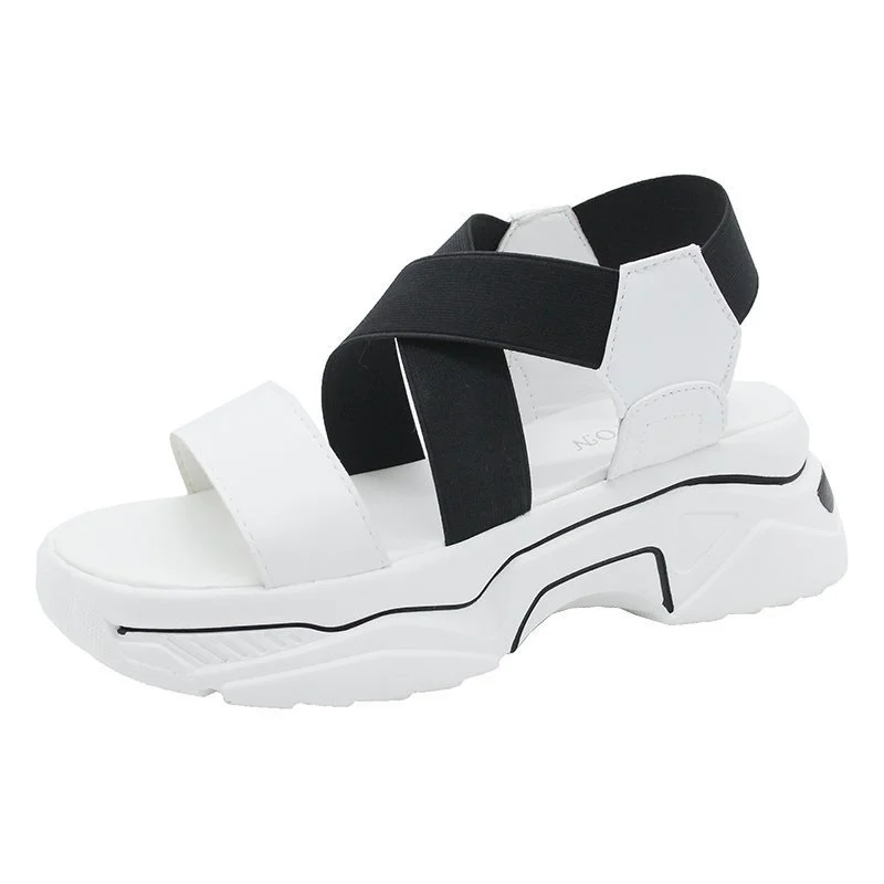 Color-blocking Crossover Simple Beach Sandals For Outer Wear