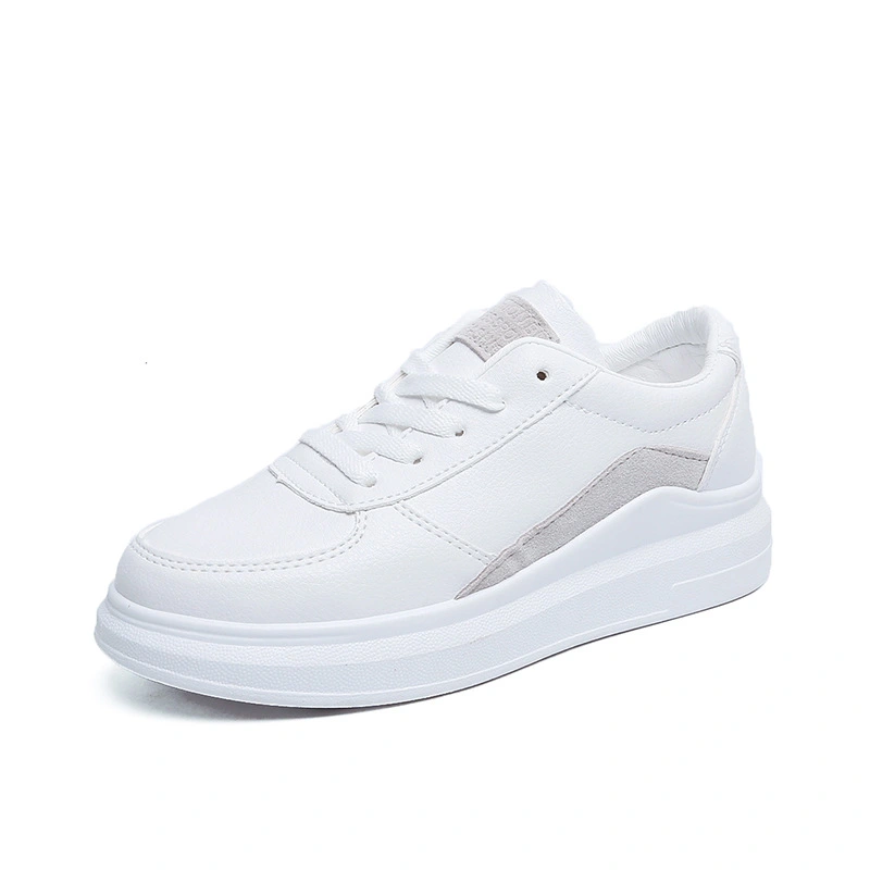 Student White Shoes Round Toe Lace-up Flat-bottomed Women's Sneakers