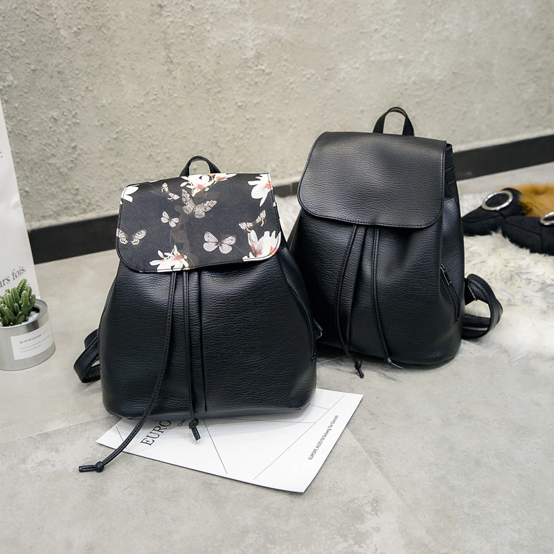Wear-resistant Pu Large-capacity Pull-out Daffodil Print Backpack Bag