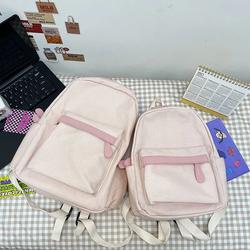 Literary And Casual Girl Student Solid Color Schoolbag