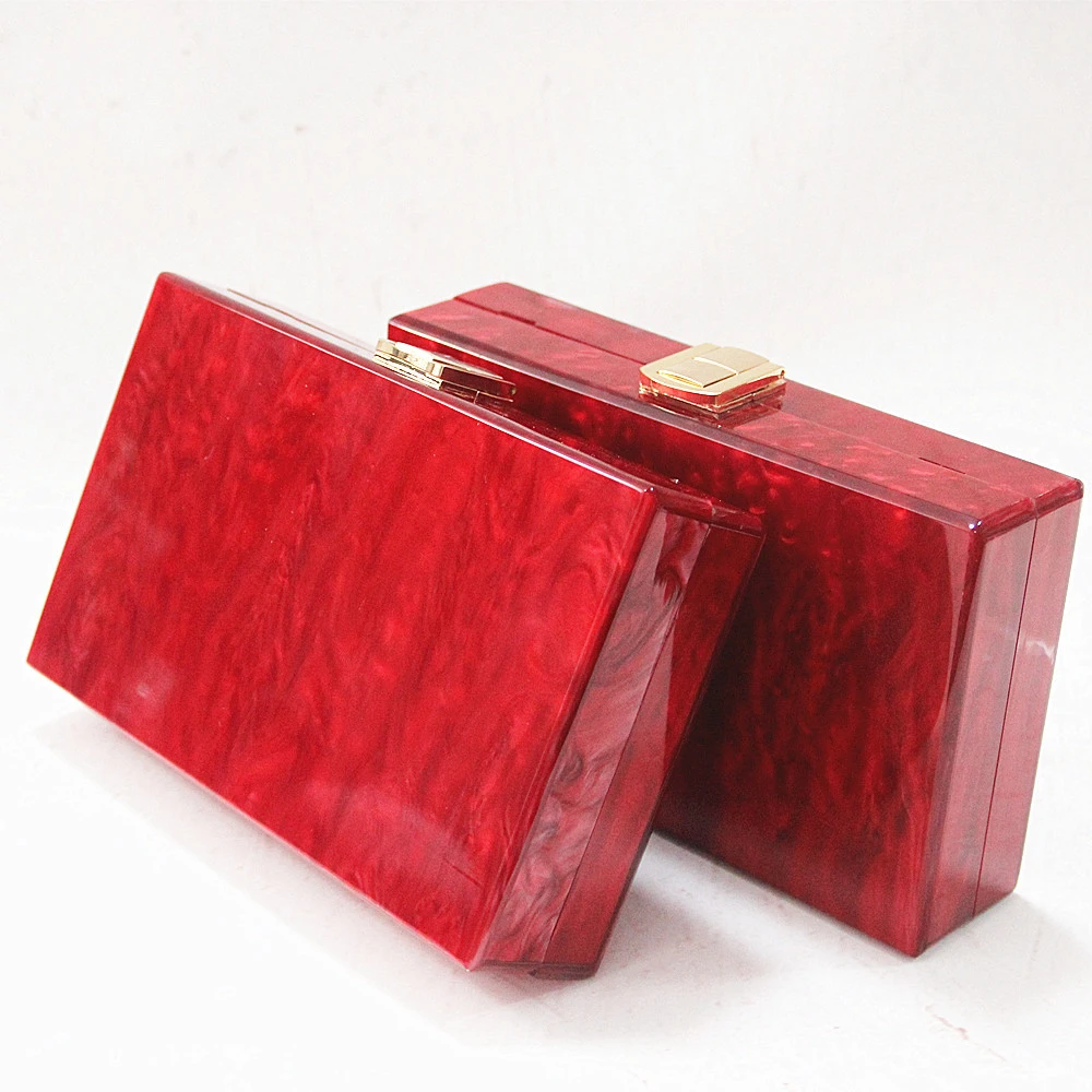 New Style Wallet One Shoulder Messenger Bag Fashion Lady Red Pearlescent Acrylic Bag Banquet Clutch