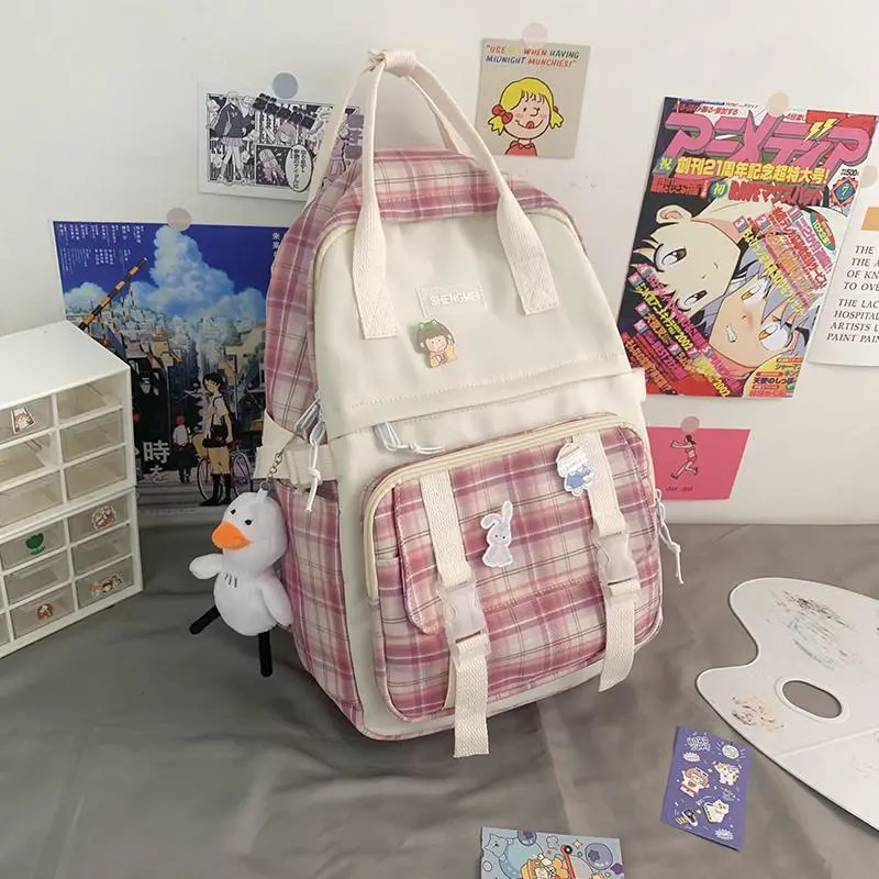 School Bag, Small  Backpack, Plaid Backpack