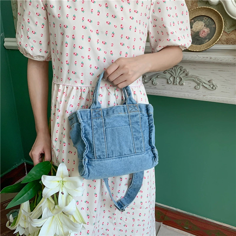 Retro Simple Washed Denim Bag Korean Version