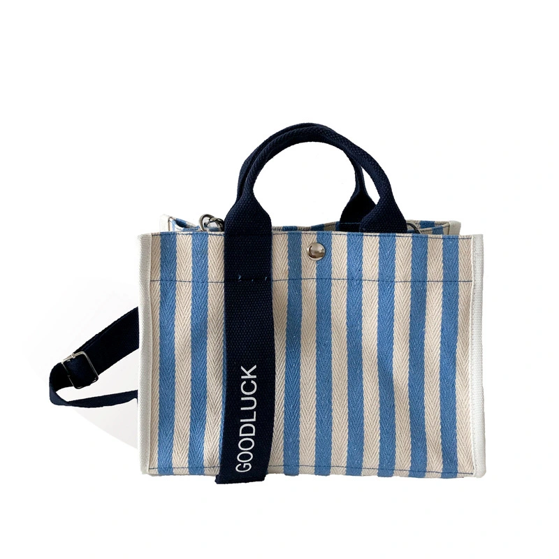 Hand-held Diagonal Small Bag, Ins Bag, Stripe, One-shoulder Canvas Bag, Female Bag