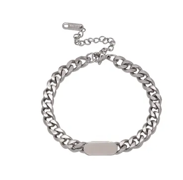 Titanium Steel Round Square Chain Bracelet, Simple And Cool Personality, Cool Wild Korean Hip-hop Hand Jewelry