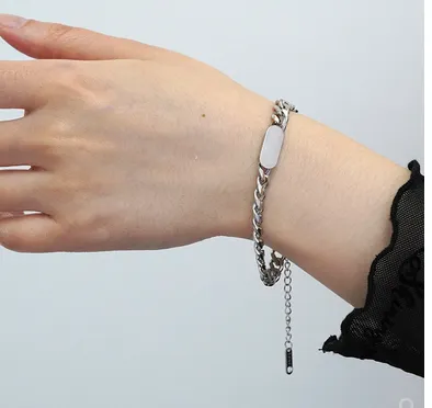 Titanium Steel Round Square Chain Bracelet, Simple And Cool Personality, Cool Wild Korean Hip-hop Hand Jewelry