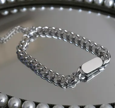 Titanium Steel Round Square Chain Bracelet, Simple And Cool Personality, Cool Wild Korean Hip-hop Hand Jewelry