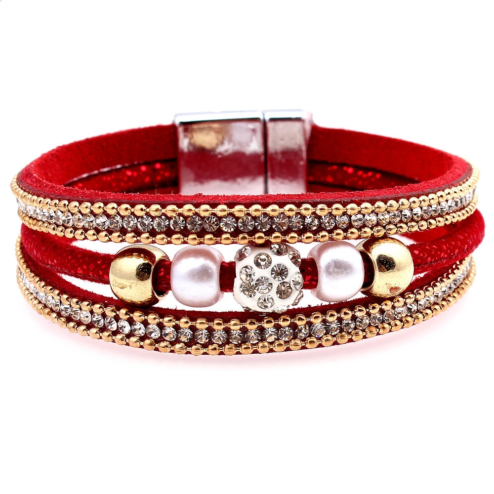 Multilayer Korean Velvet Leather Magnetic Clasp Bracelet