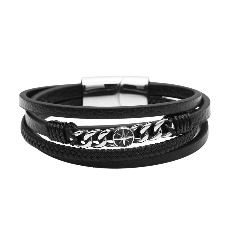 Heraldic Bracelet Multilayer Woven Leather Bracelet Personalized Titanium Steel Bracelet