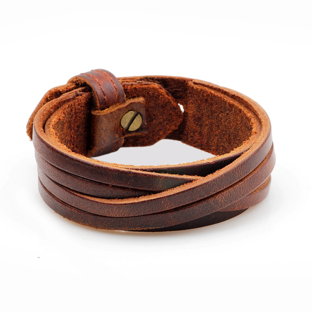 Retro Simple Leather Bracelet Men's All-match Punk Rock Leather Bracelet