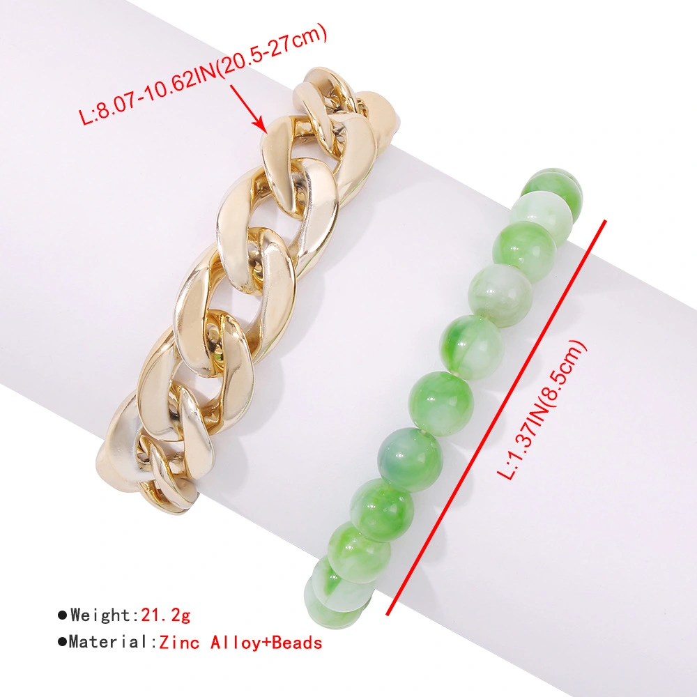 Simple Double Contrast Color Bracelet With Geometric Beads