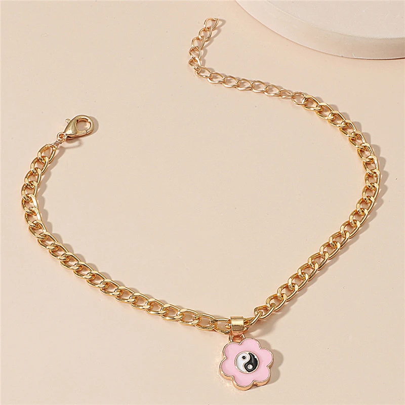 Lovely Yin Yang Gossip Flower Anklet European And American Fashion Pendant Bracelet