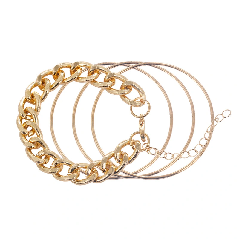 Aluminium Chain Bracelet Round Ring Bracelet Four-piece Set