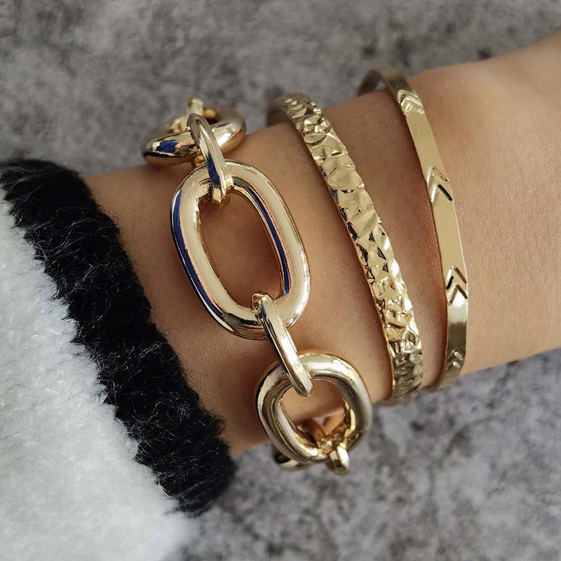Thick Chain Claw Chain Bracelet Set 4