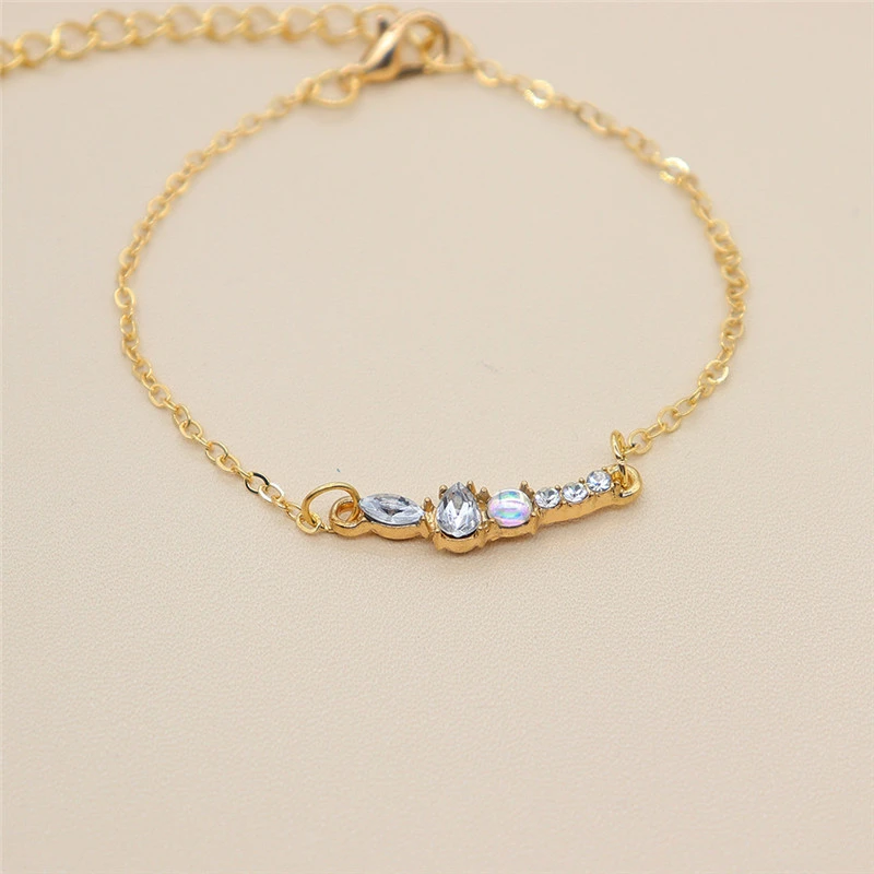 Diamond-studded Geometric Rhombus Chain Bracelet Set