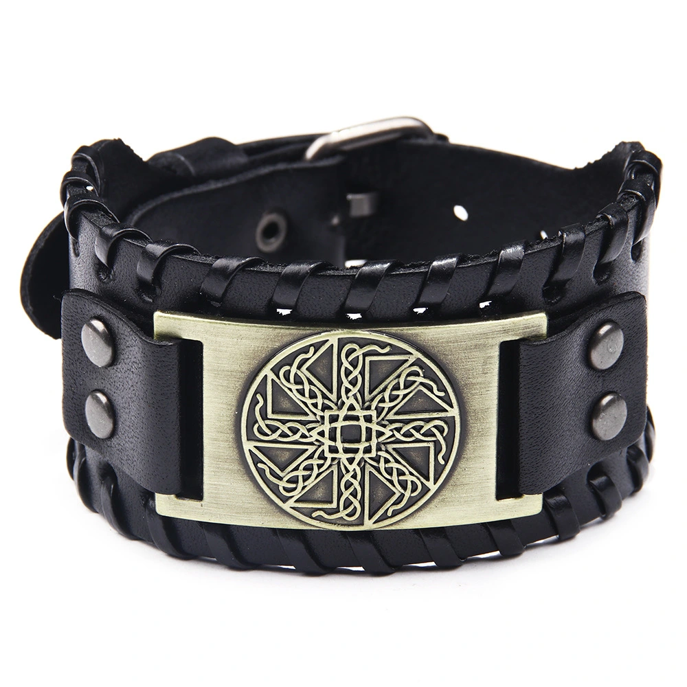 Chino New Irish Knot Amulet Leather Bracelet Russia Cross-border Jewelry Pagan Bracelet Wholesale