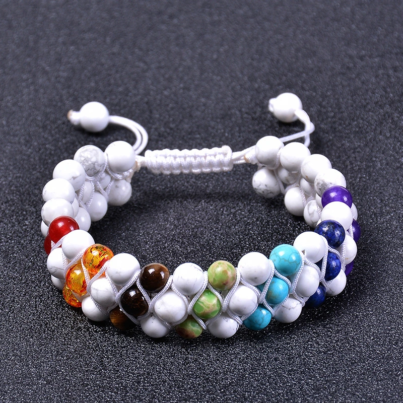 Seven Chakras Beaded Three Layer Bracelet Jewelry