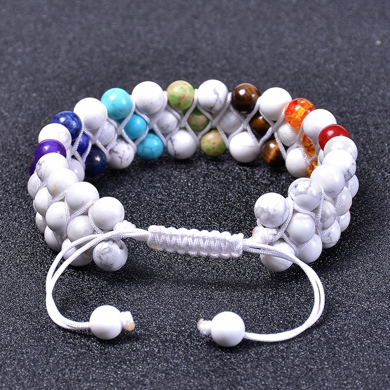 Seven Chakras Beaded Three Layer Bracelet Jewelry