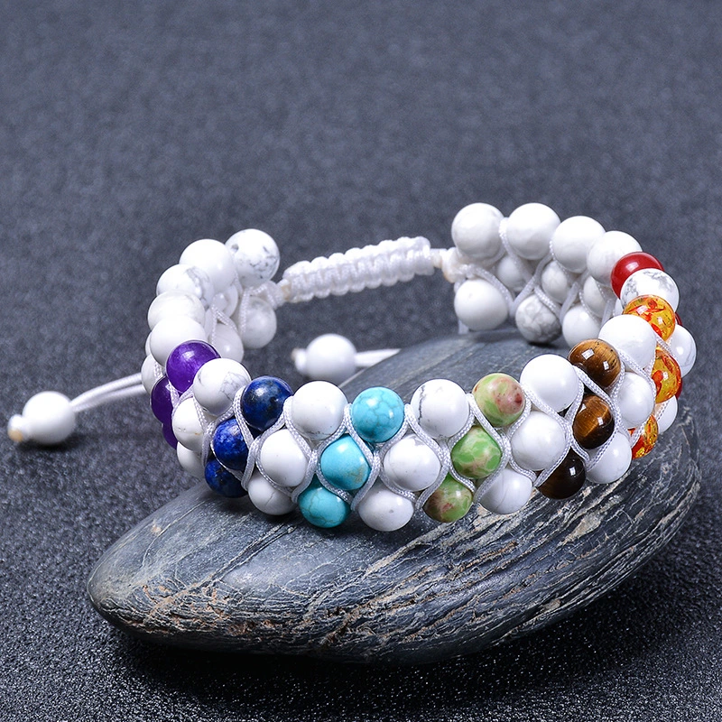 Seven Chakras Beaded Three Layer Bracelet Jewelry