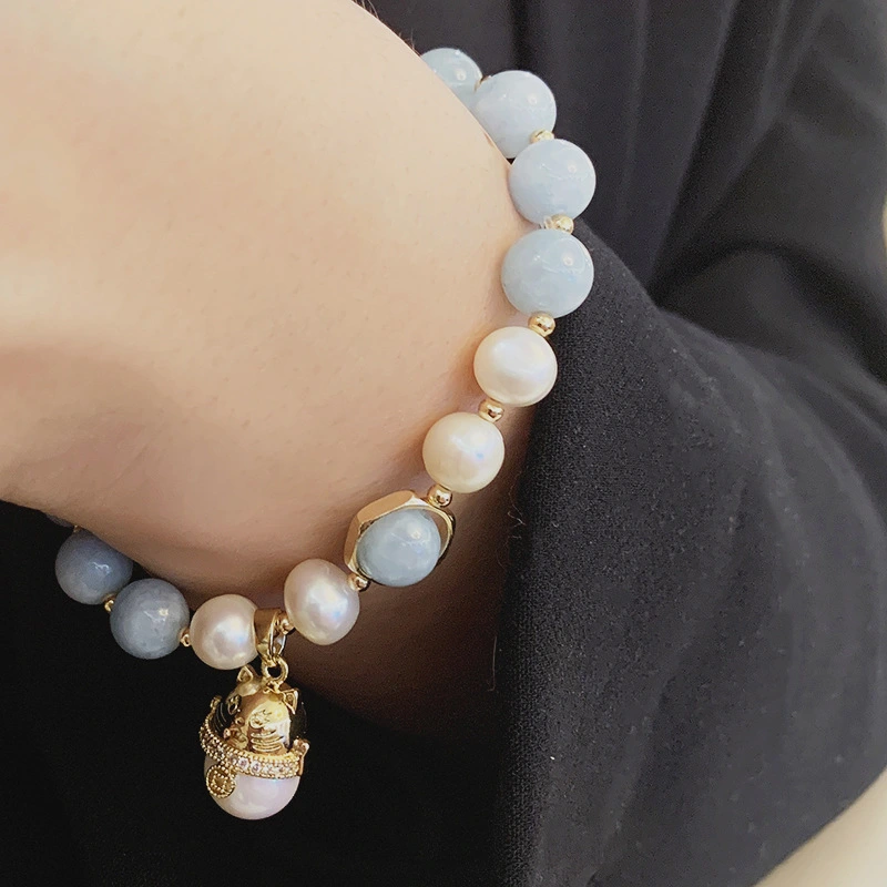 Freshwater Pearl Retro Transit Bracelet Lucky Cat Handmade Girl Hand Jewelry