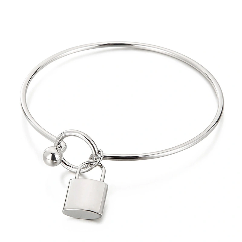 Simple Stainless Steel Geometric Square Brand Lock Bracelet