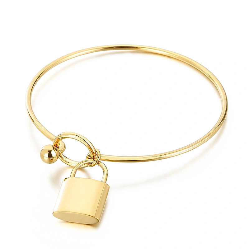 Simple Stainless Steel Geometric Square Brand Lock Bracelet