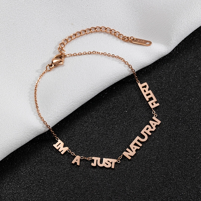 Bone Bone English Nonsense Titanium Steel 18k Rose Gold Plated Bracelet