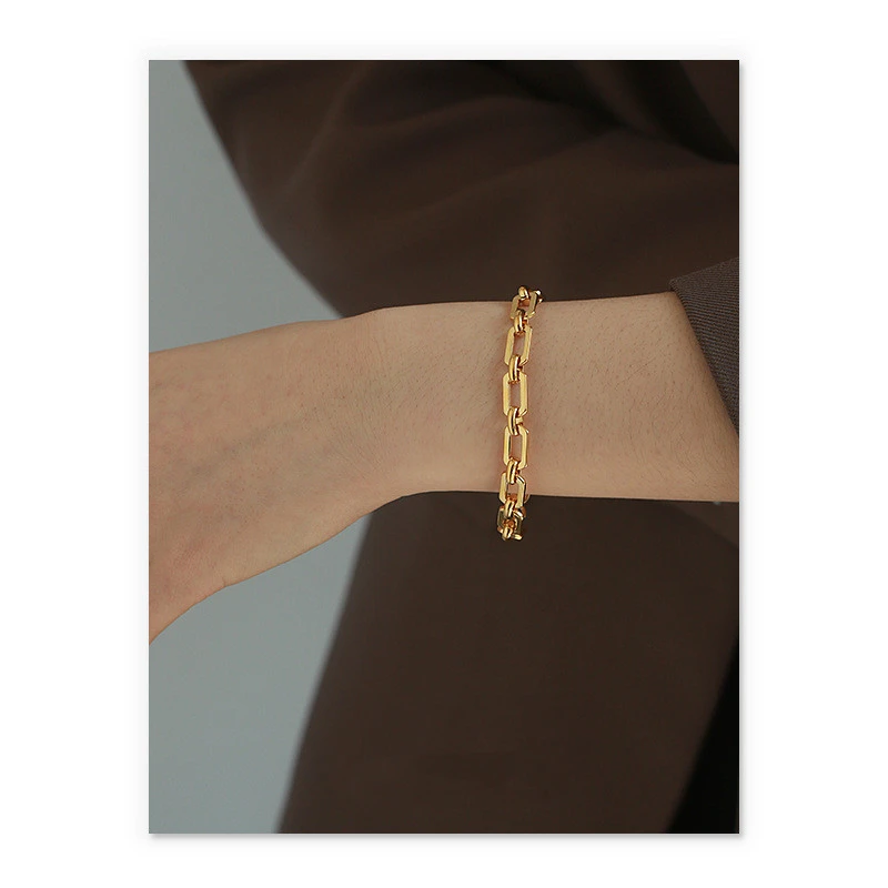 European And American Wild Texture Ins Cold Wind Net Red Gold Thick Chain Bracelet