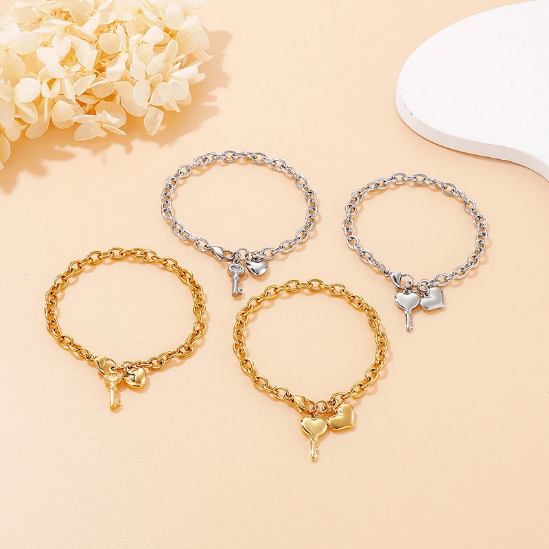Popular Stainless Steel Bracelet Heart-shaped Key Combination Bracelet