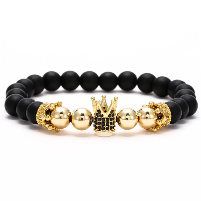 Men's Fashion Inlaid Zircon Crown Hexagon Bracelet