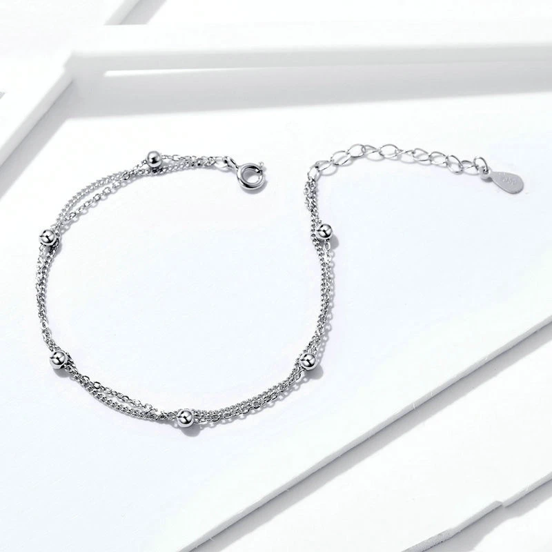 Fashionable Platinum Plated Adjustable Simple Silver Bracelet