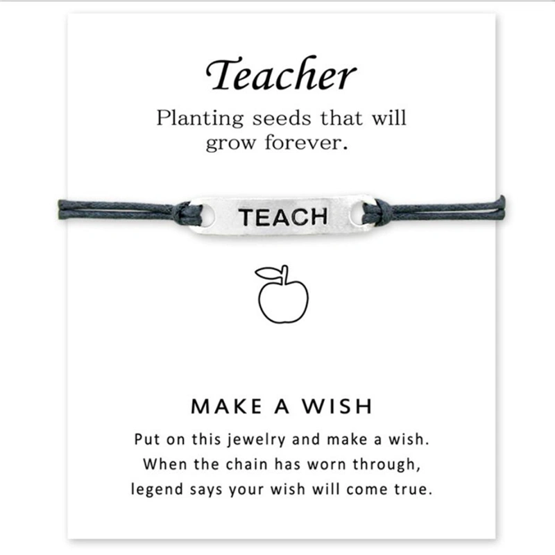 Teach Bracelet Wish Card Handchain As Best Gift For Teachers Alloy Wish Bracelets Jewelry Blessing Bracelet Lucky Rope