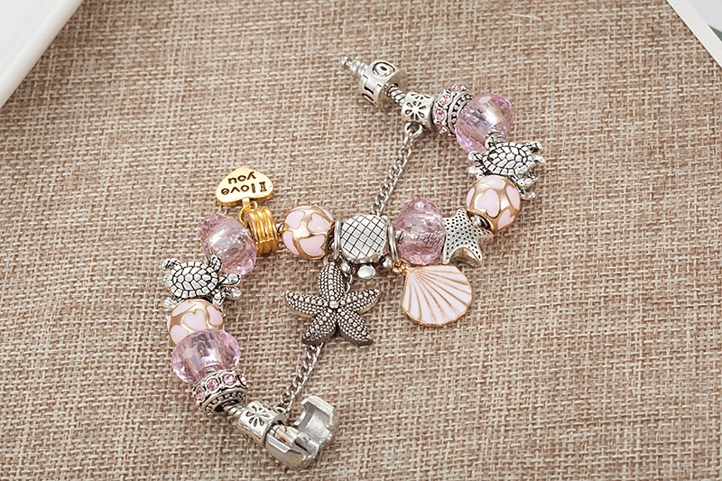 Turtle Shell Alloy Beaded DIY Starfish Pendant Bracelet