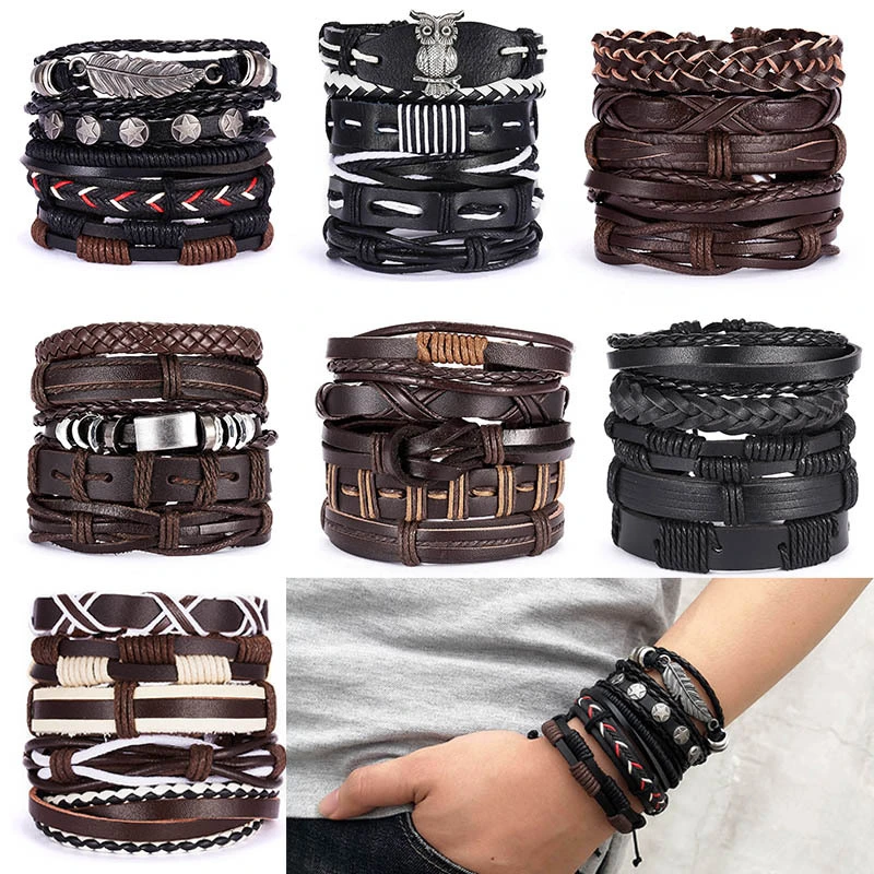 Cross Braided Leather Adjustable Suit Bracelet