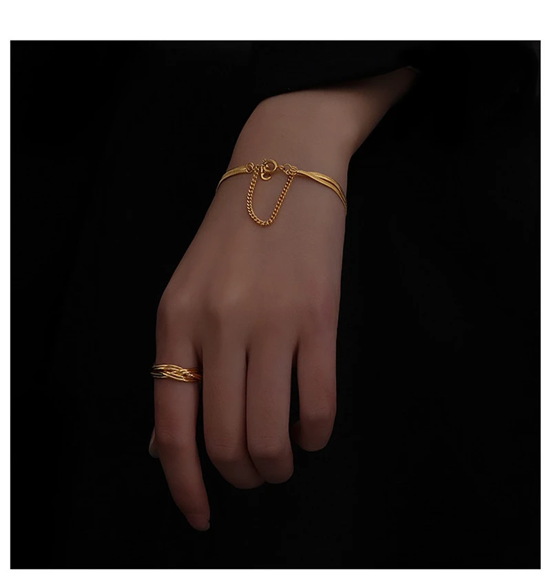 Simple Design, Retro High Sense K Gold Double-layer Bracelet