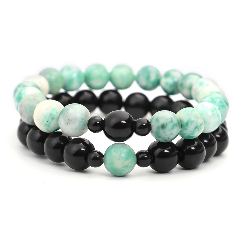 Summer Two-tone Stone Elastic Bracelet Yoga Bracelet Set