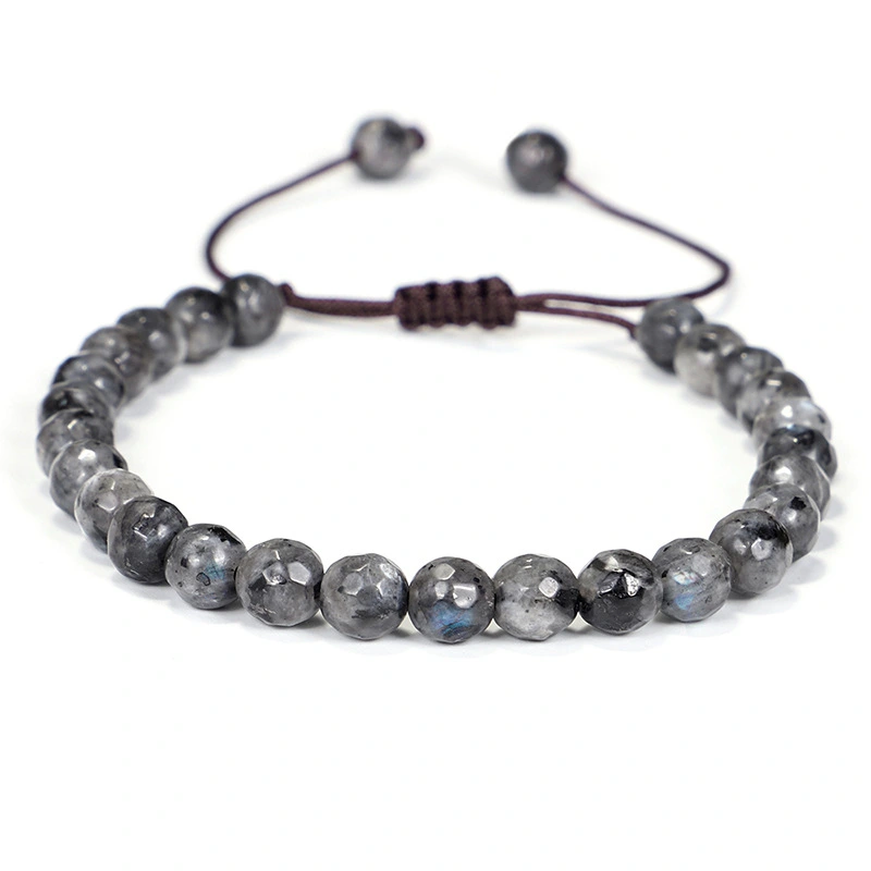 New Style Braided Bracelet With Faceted Black Shining Stone